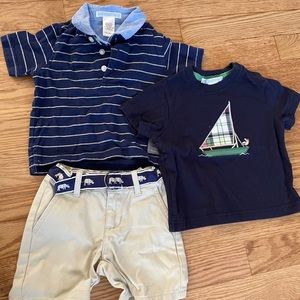 Janie and Jack 3-6 mo boys shirt and shorts set